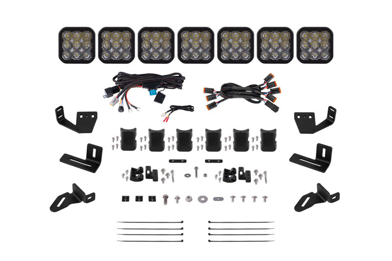 Diode Dynamics Prinsu/Sherpa Roof Racks- SS5 7-Pod CrossLink Mounting Kit - Pro White Driving