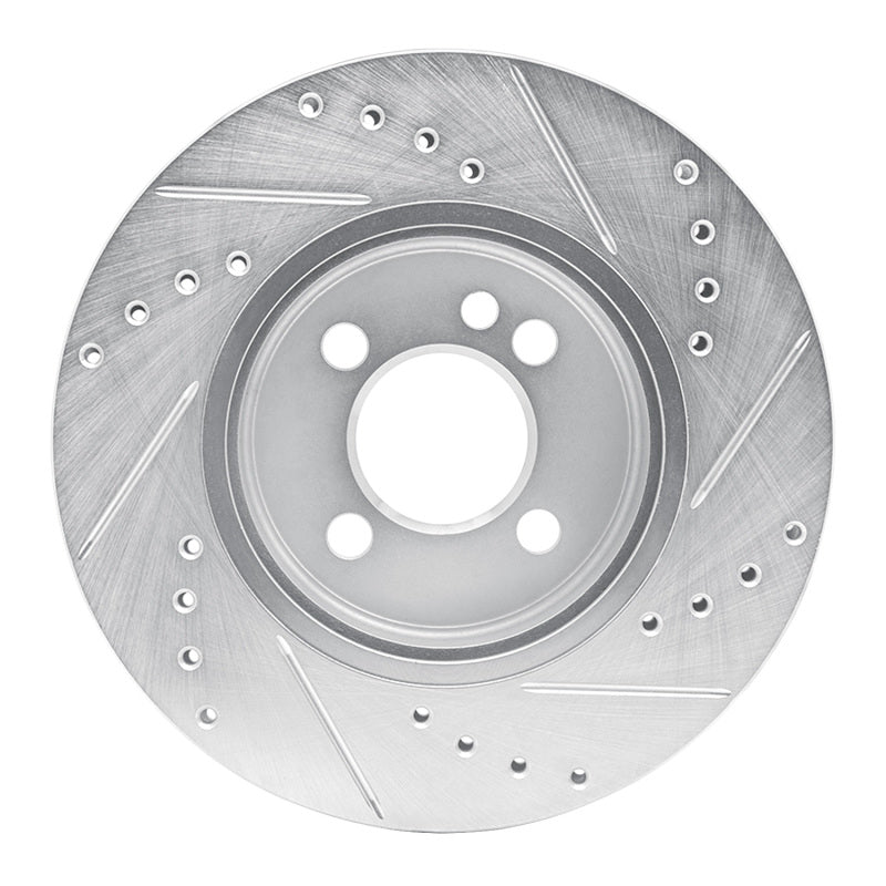 R1 Concepts R1 07-15 Mini Cooper Clubman Front Left Drilled & Slotted Silver Brake Rotor