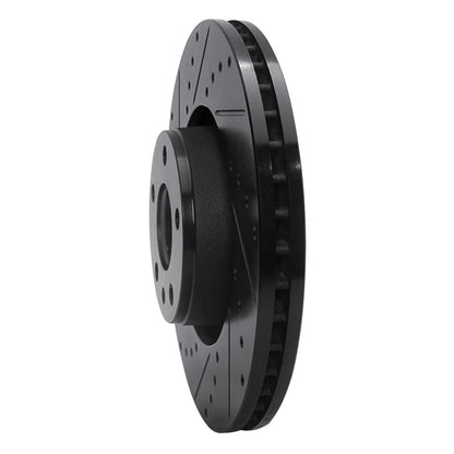 R1 Concepts R1 05-11 Audi A6 Quattro Front Left Drilled & Slotted Black Brake Rotor