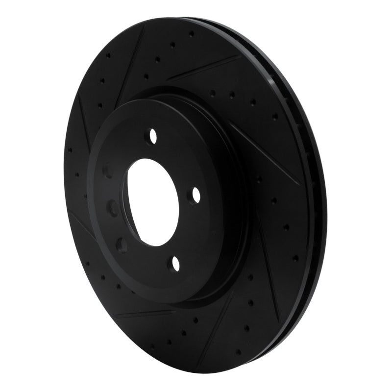 R1 Concepts R1 01-08 BMW 330I Front Left Drilled & Slotted Black Brake Rotor