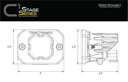 Diode Dynamics Stage Series C1 LED Pod Sport - White Flood Flush ABL (Pair)