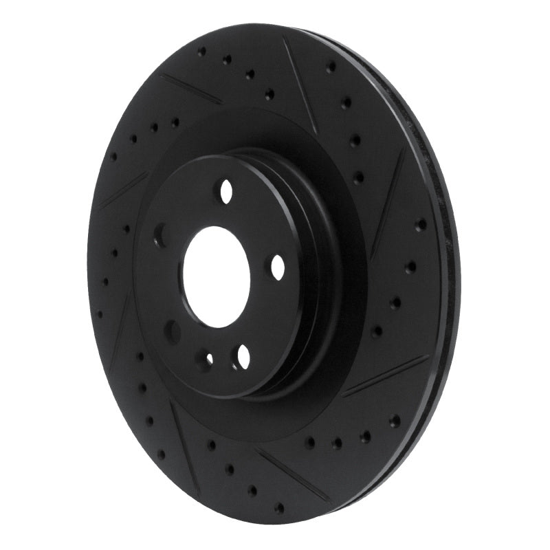 R1 Concepts R1 16-26 Volvo S60 Rear Right Drilled & Slotted Black Brake Rotor