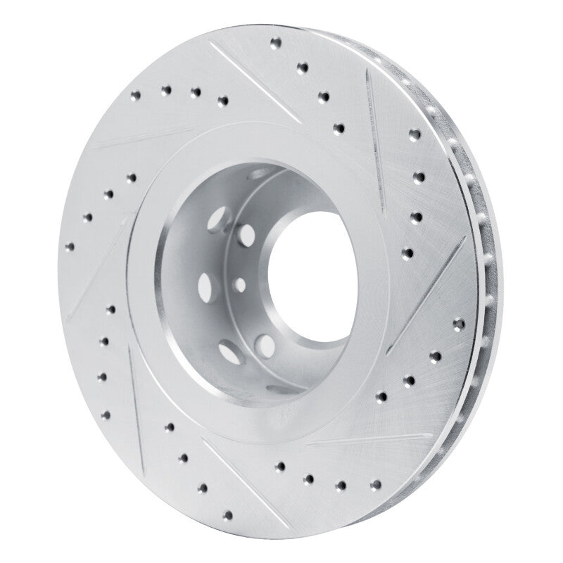 R1 Concepts R1 87-88 BMW M5 Front Right Drilled & Slotted Silver Brake Rotor