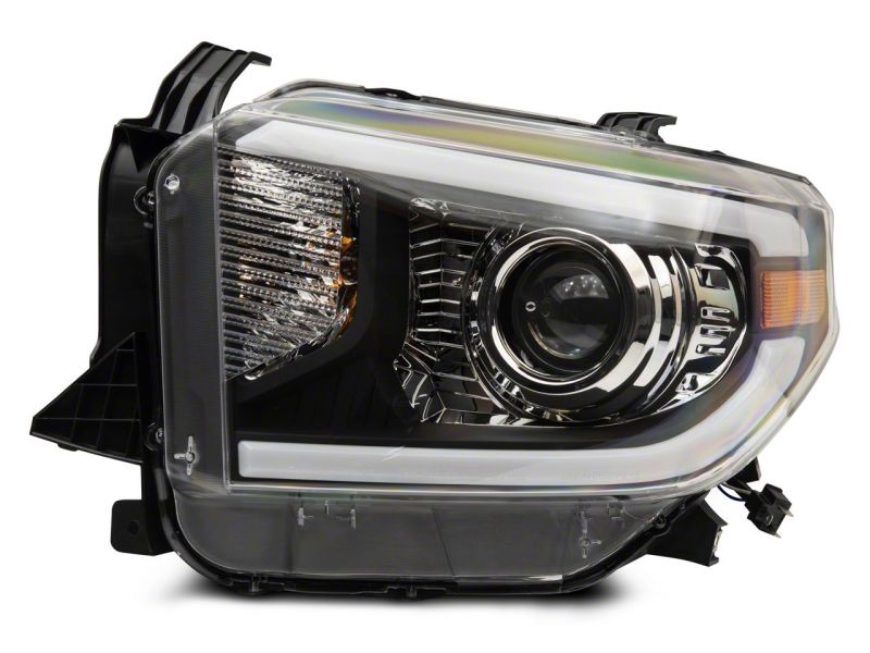Raxiom 14-21 Toyota Tundra Axial Projector Headlights w/ SEQL LED Bar- Black Housing (Clear Lens)