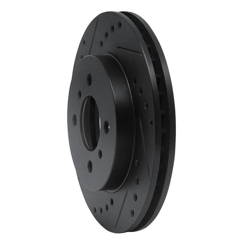 R1 Concepts R1 98-07 Mitsubishi Mirage Front Left Drilled & Slotted Black Brake Rotor