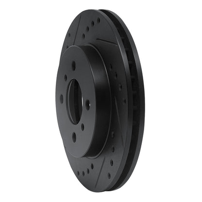 R1 Concepts R1 98-07 Mitsubishi Mirage Front Left Drilled & Slotted Black Brake Rotor