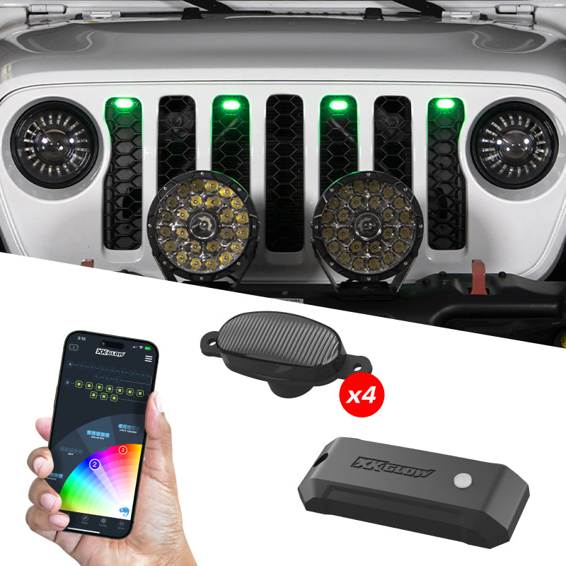 XKGLOW XK Glow XKmax Pre-Runner Style RGBW LED Grill Pods - 4pc
