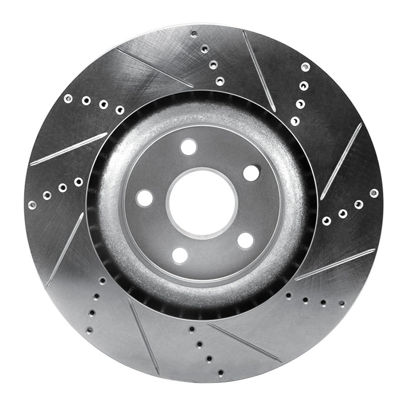 R1 Concepts R1 2012-2025 Dodge Durango Front Left Drilled & Slotted Silver Brake Rotor