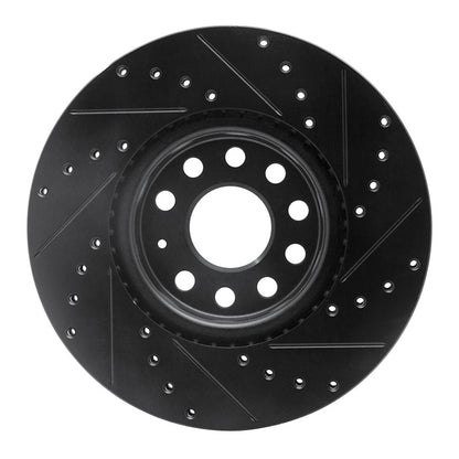 R1 Concepts R1 2005-2025 Audi A3 Sportback E-Tron Front Left Drilled & Slotted Black Brake Rotor