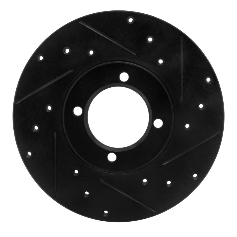 R1 Concepts R1 76-81 Toyota Celica Front Right Drilled & Slotted Black Brake Rotor