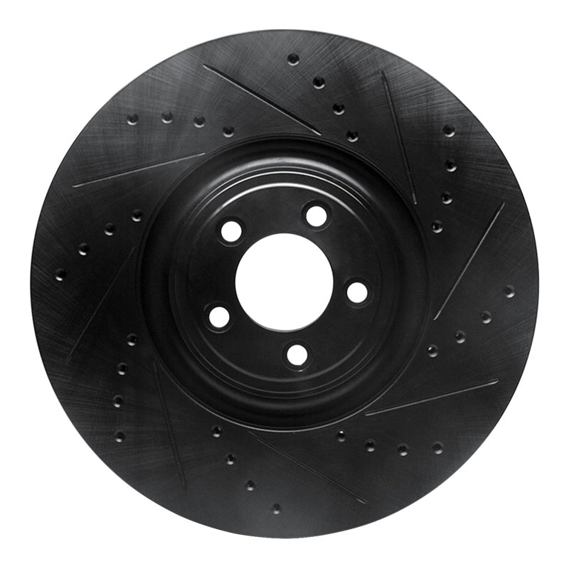 R1 Concepts R1 10-24 Jaguar XKR Front Right Drilled & Slotted Black Brake Rotor
