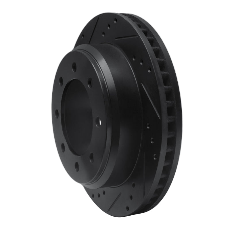 R1 Concepts R1 08-25 Ford E-150 Rear Left Drilled & Slotted Black Brake Rotor