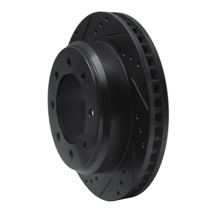 R1 Concepts R1 08-25 Ford E-150 Rear Left Drilled & Slotted Black Brake Rotor