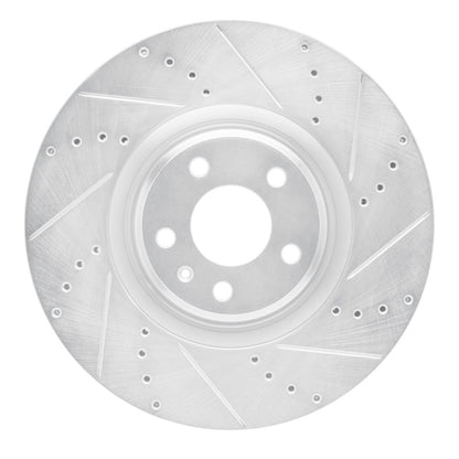 R1 Concepts R1 2012-2018 Audi A6 (USA/Canada) Front Right Drilled & Slotted Silver Brake Rotor