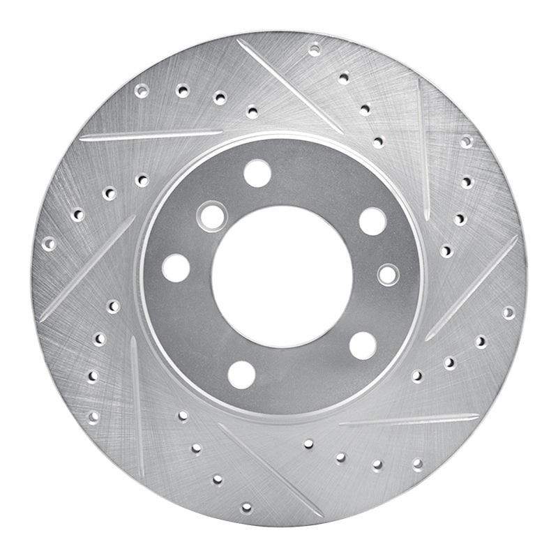 R1 Concepts R1 89-95 BMW 530I Front Right Drilled & Slotted Silver Brake Rotor