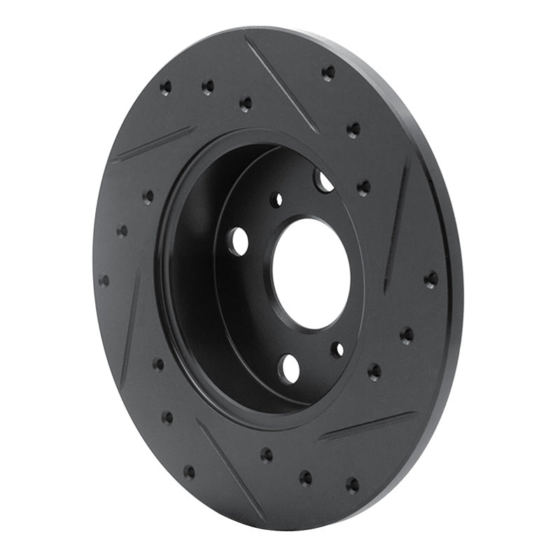 R1 Concepts R1 83-90 Toyota Tercel Front Left Drilled & Slotted Black Brake Rotor