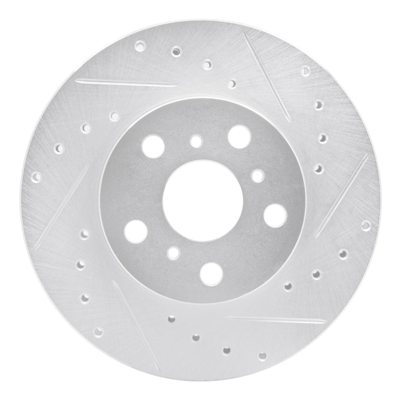 R1 Concepts R1 90-91 Toyota Celica Front Right Drilled & Slotted Silver Brake Rotor