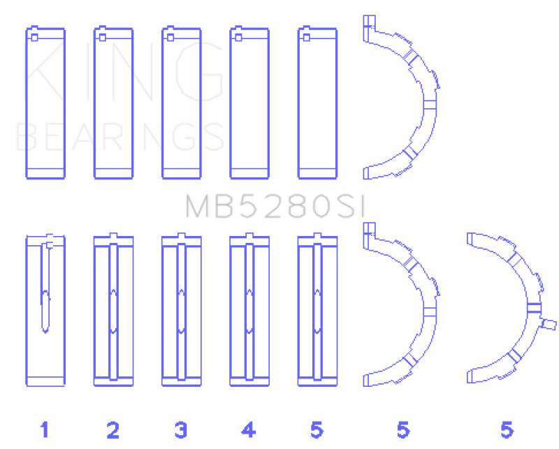 King Engine Bearings Ford 281CI/330CI 4.6L/5.4L V8 (Size +1.0) Main Bearing Set