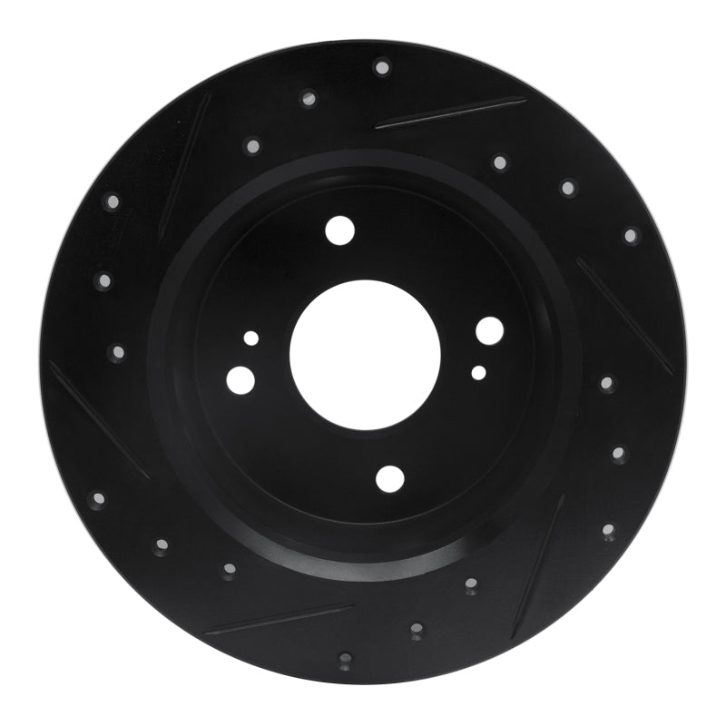 R1 Concepts R1 79-81 Nissan 200SX Rear Right Drilled & Slotted Black Brake Rotor