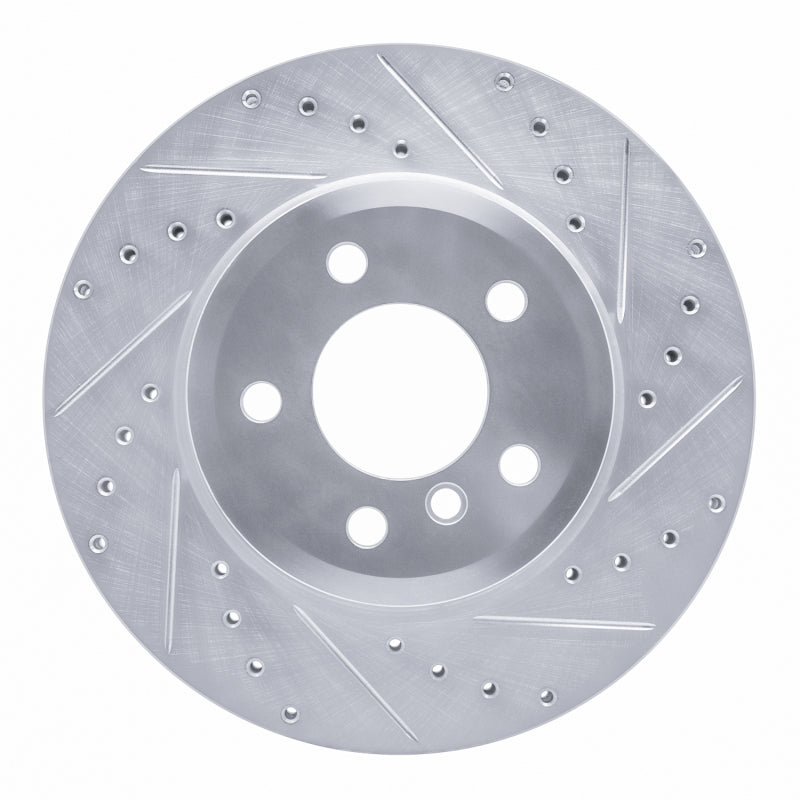 R1 Concepts R1 04-10 BMW X3 Front Right Drilled & Slotted Silver Brake Rotor