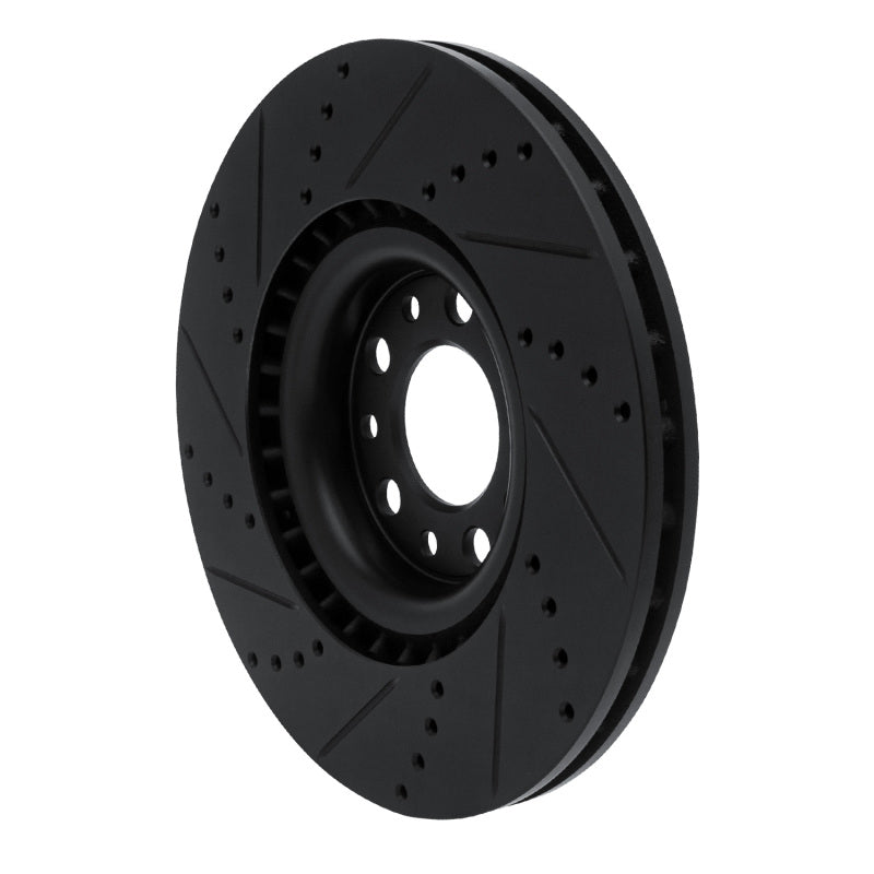 R1 Concepts R1 2017-2025 Alfa Romeo Stelvio Front Right Drilled & Slotted Black Brake Rotor