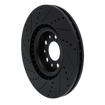 R1 Concepts R1 2017-2025 Alfa Romeo Stelvio Front Right Drilled & Slotted Black Brake Rotor