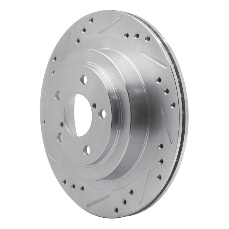 R1 Concepts R1 05-09 Subaru Impreza Rear Left Drilled & Slotted Silver Brake Rotor