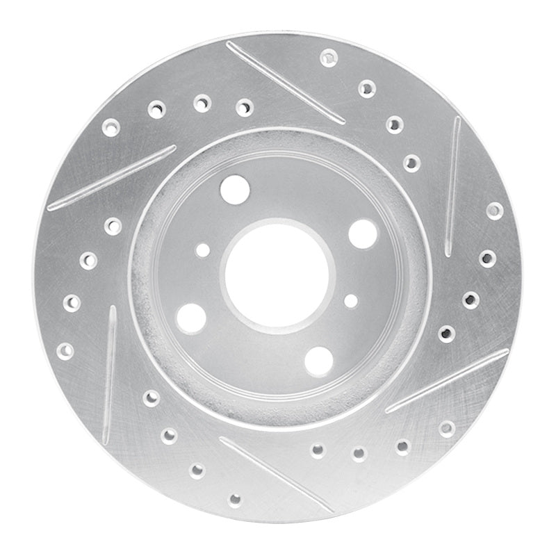 R1 Concepts R1 86-89 Toyota Celica Front Left Drilled & Slotted Silver Brake Rotor