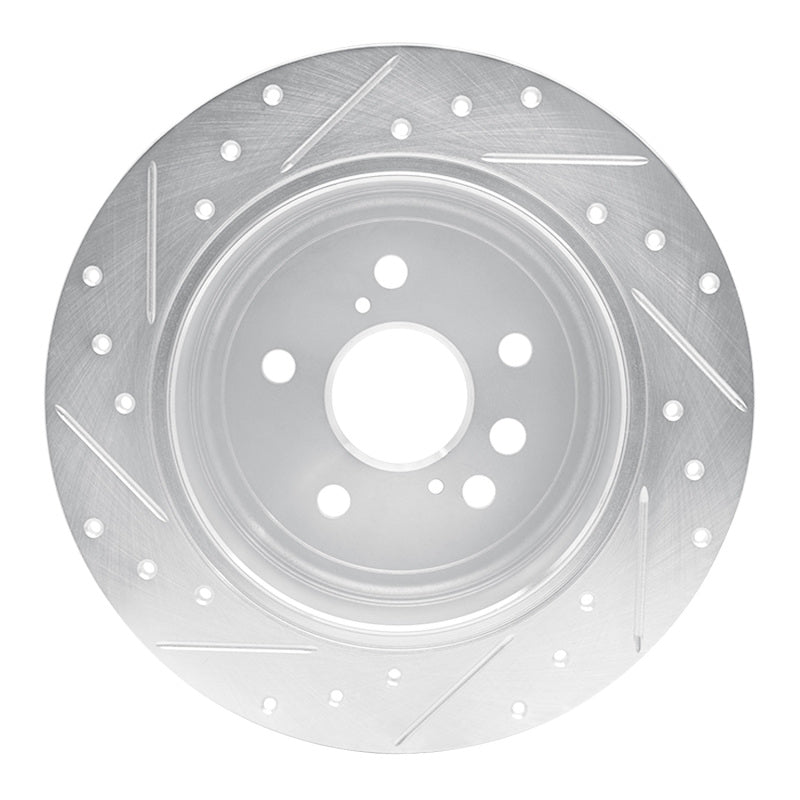 R1 Concepts R1 04-05 Toyota RAV4 Rear Right Drilled & Slotted Silver Brake Rotor