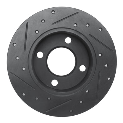 R1 Concepts R1 82-98 Audi 5000 Rear Right Drilled & Slotted Black Brake Rotor