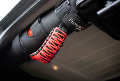 Fishbone Offroad Paracord Grab Handles w/Three Straps Red