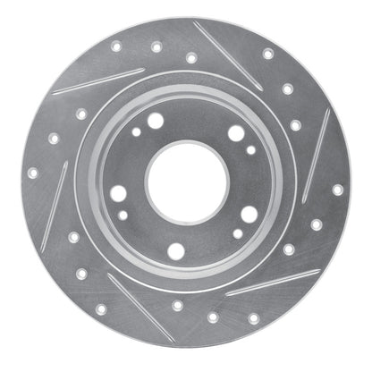 R1 Concepts R1 03-08 Acura TSX Rear Left Drilled & Slotted Silver Brake Rotor