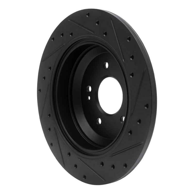 R1 Concepts R1 18-23 Genesis G70 Rear Left Drilled & Slotted Black Brake Rotor