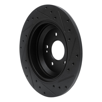 R1 Concepts R1 18-23 Genesis G70 Rear Left Drilled & Slotted Black Brake Rotor