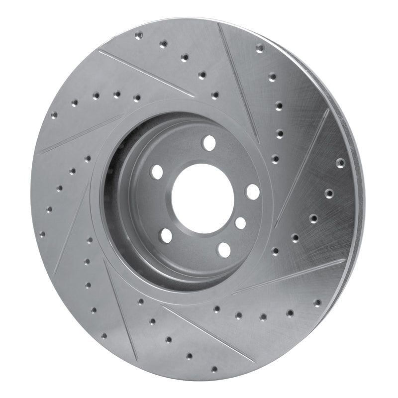 R1 Concepts R1 08-19 BMW X6 Front Left Drilled & Slotted Silver Brake Rotor