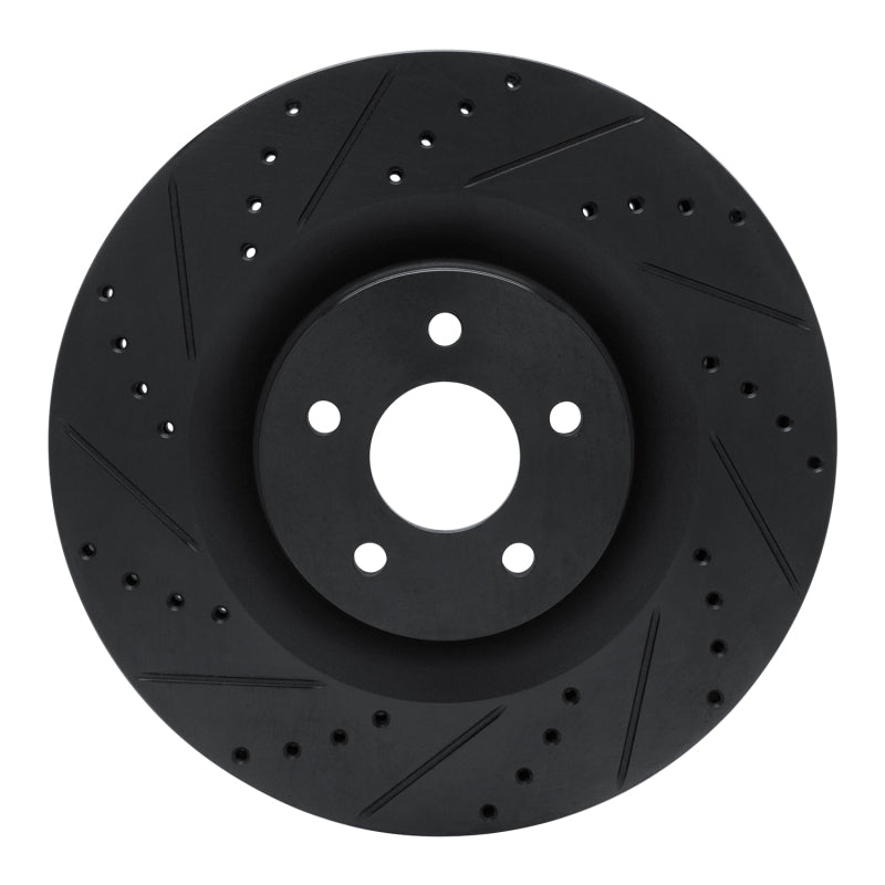 R1 Concepts R1 16-18 Ford Focus Front Left Drilled & Slotted Black Brake Rotor