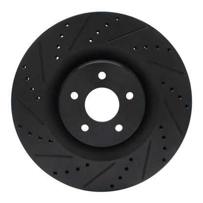 R1 Concepts R1 16-18 Ford Focus Front Left Drilled & Slotted Black Brake Rotor