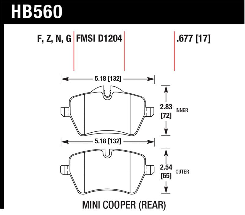 Hawk Performance Hawk 05-06 JCW R53 Cooper S & 07+ R56 Cooper S HP+ Street Front Brake Pads
