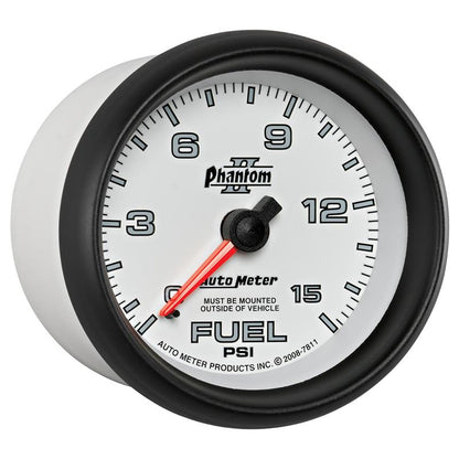Autometer Phantom II 2-5/8in 0-15PSI Mechanical Fuel Pressure Gauge