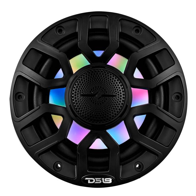DS18 Marine 6.5in 2-Way 150 Watts RMS 4 ohm Digital LED Lights Bullet Tweeter Covers Included Black