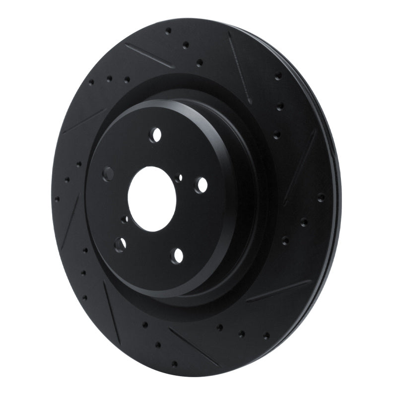 R1 Concepts R1 -25 Subaru Ascent Rear Right Drilled & Slotted Black Brake Rotor