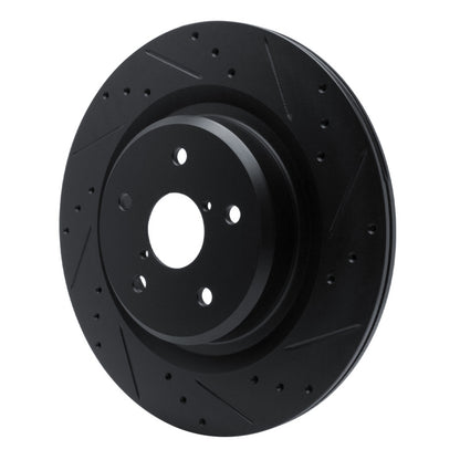 R1 Concepts R1 -25 Subaru Ascent Rear Right Drilled & Slotted Black Brake Rotor