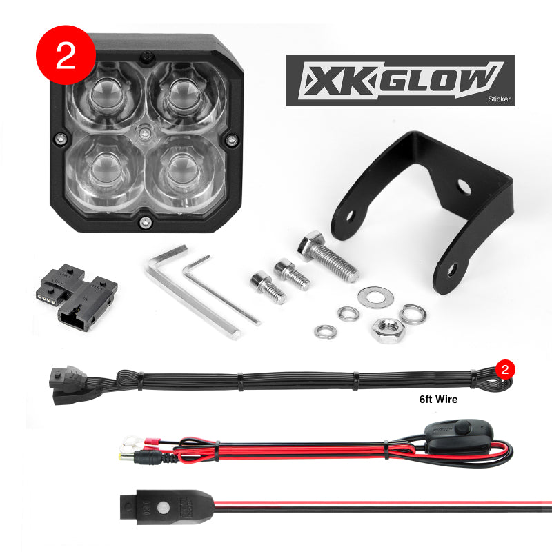 XKGLOW XK Glow XKchrome 20w LED Cube Light w/ RGB Accent Light Kit w/ Controller- Spot Beam 2pc