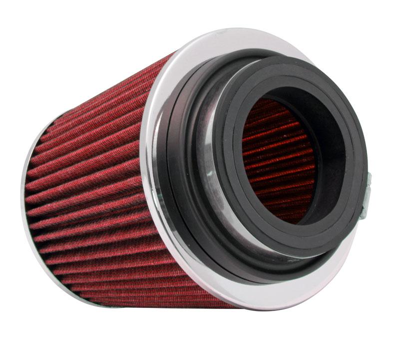 K&N Engineering K&N Universal Air Filter Chrome Round Tapered Red - 4in ID x 1.125in L x 5.5in H (Multi Lingual)