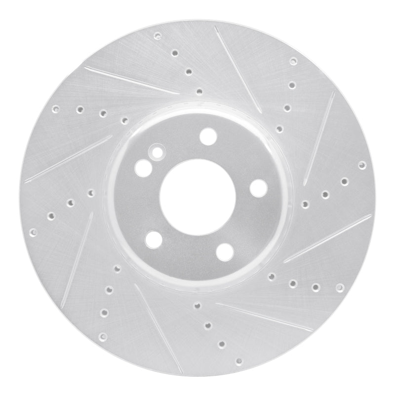 R1 Concepts R1 15-23 Mercedes-Benz C350E Front Right Drilled & Slotted Silver Brake Rotor