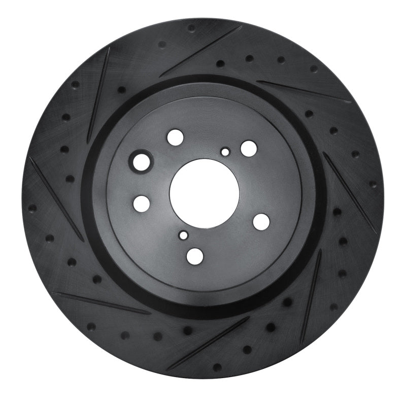 R1 Concepts R1 15-22 Lexus GS F Left Rear Drilled & Slotted Black Brake Rotor