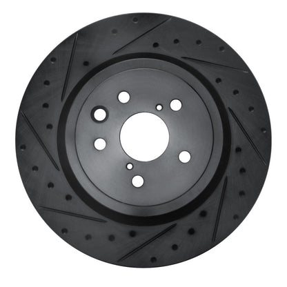 R1 Concepts R1 15-22 Lexus GS F Left Rear Drilled & Slotted Black Brake Rotor
