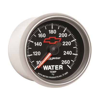 AutoMeter Gauge Water Temp 2-1/16in. 100-260 Deg. F Digital Stepper Motor Chevy Red Bowtie Black