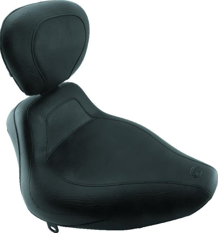 Mustang Motorcycle Mustang 84-06 Harley Standard Rear Tire Harley Sport Touring Solo Seat w/Driver Backrest - Black