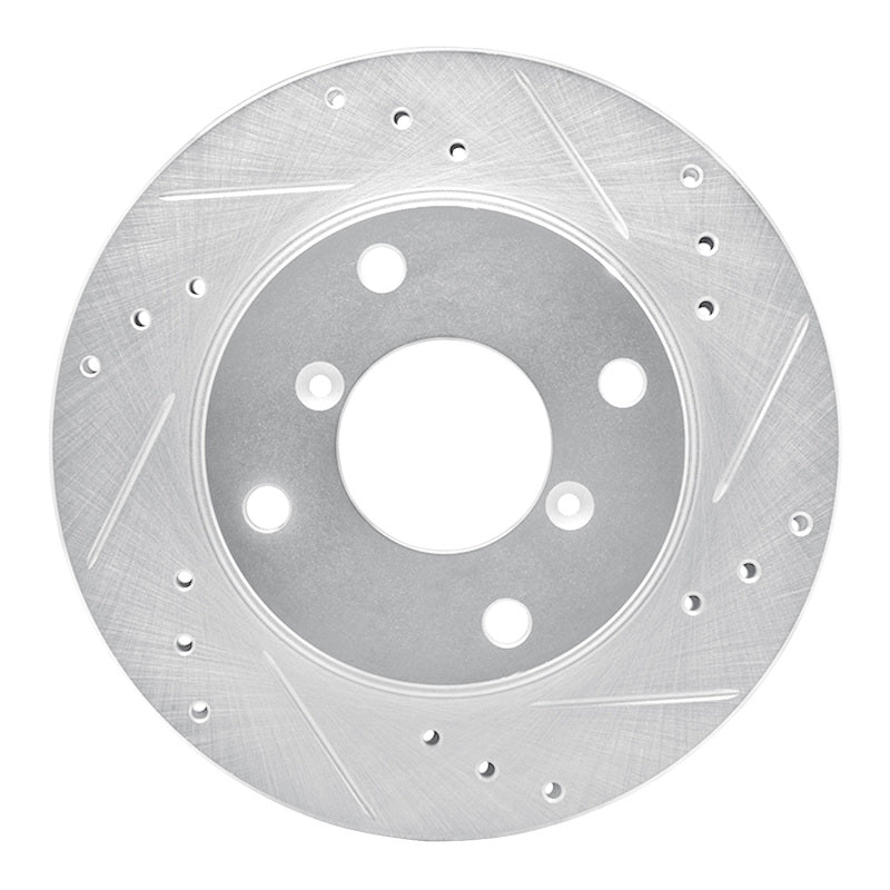 R1 Concepts R1 89-94 Suzuki SWIFT Front Right Drilled & Slotted Silver Brake Rotor